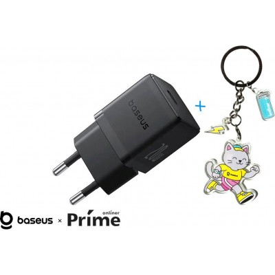 Сетевое зарядное Baseus Palm Fast Charger 1C 20W EU P10111602113-00 (черный) + брендированный брелок Baseus