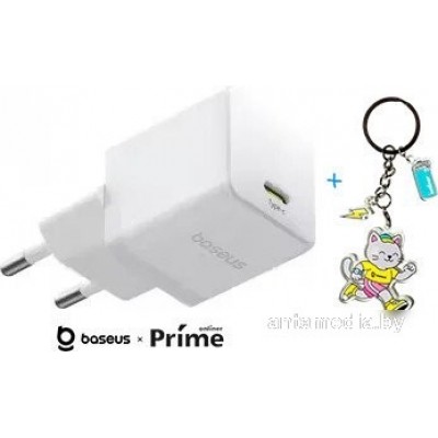 Сетевое зарядное Baseus Palm Fast Charger 1C 30W EU P10111605213-00 (белый) + брендированный брелок Baseus