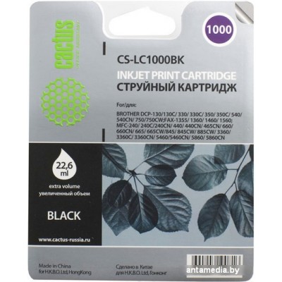 Картридж CACTUS CS-LC1000BK (аналог Brother LC1000BK)