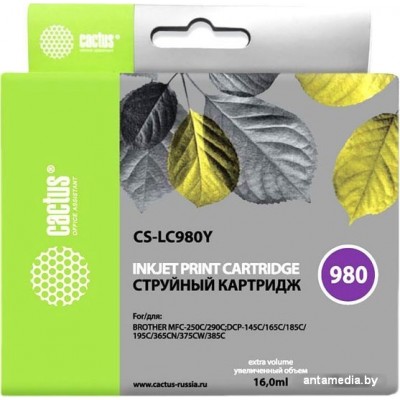 Картридж CACTUS CS-LC980Y (аналог Brother LC980Y) Картридж CACTUS CS-LC980Y (аналог Brother LC980Y)