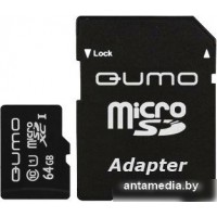 Карта памяти QUMO microSDXC UHS-1 64GB + адаптер (QM64GMICSDXC10U1)