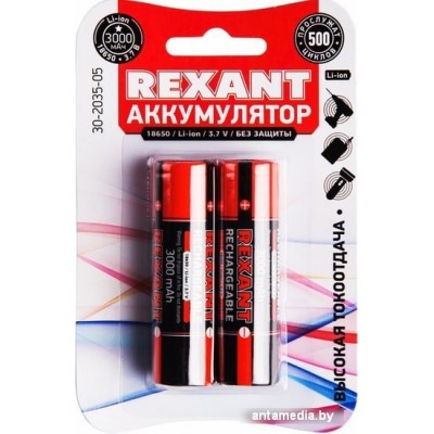 Аккумуляторы Rexant 18650 3000mAh 2шт 30-2035-05