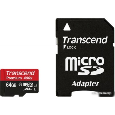 Карта памяти Transcend microSDXC UHS-I 400x Premium (Class 10) 64GB (TS64GUSDU1)