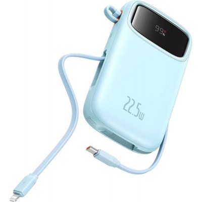 Внешний аккумулятор Baseus Qpow2 Dual-Cable Digital Display Fast Charge Power Bank 22.5W 10000mAh (голубой)
