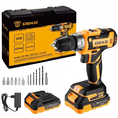 Дрель-шуруповерт Deko Banger 20V ONE+ 083-1109 (с 2-мя АКБ, кейс) Дрель-шуруповерт Deko Banger 20V ONE+ 083-1109 (с 2-мя АКБ, кейс)