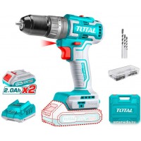 Ударная дрель-шуруповерт Total TIDLI20508 (с 2-мя АКБ, кейс, набор оснастки)