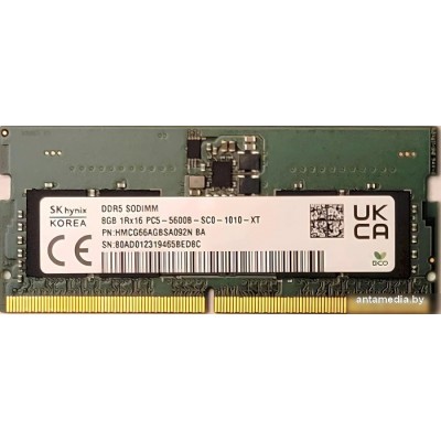 Оперативная память Hynix 8ГБ DDR5 SODIMM 5600 МГц HMCG66AGBSA092N