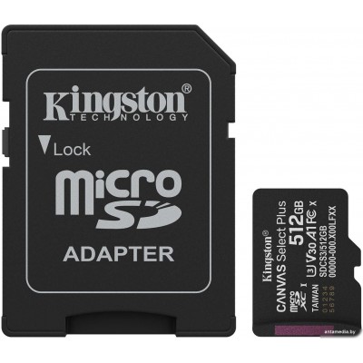 Карта памяти Kingston Canvas Select Plus microSDXC 512GB SDCS3/512GB (с адаптером)