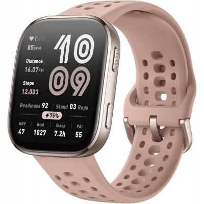 Умные часы Amazfit Bip 6 (титановый, с розовым силиконовым ремешком)