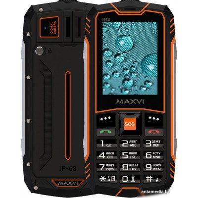 Телефон Maxvi R10 (черный/оранжевый)