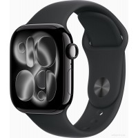 Умные часы Apple Watch Series 11 42 мм (алюминиевый корпус, черный/черный, спортивный силиконовый ремешок S/M)