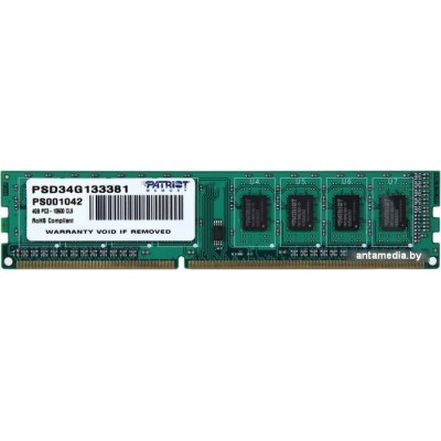 Оперативная память Patriot Signature 4GB DDR3 PC3-10600 (PSD34G133381)